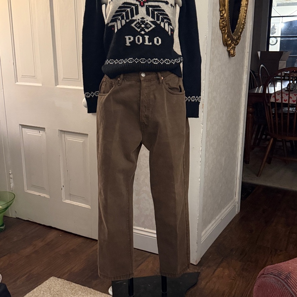 Vintage Et Vous High Rise Button Fly Tapered Brown Jeans Denim Vintage Size 12